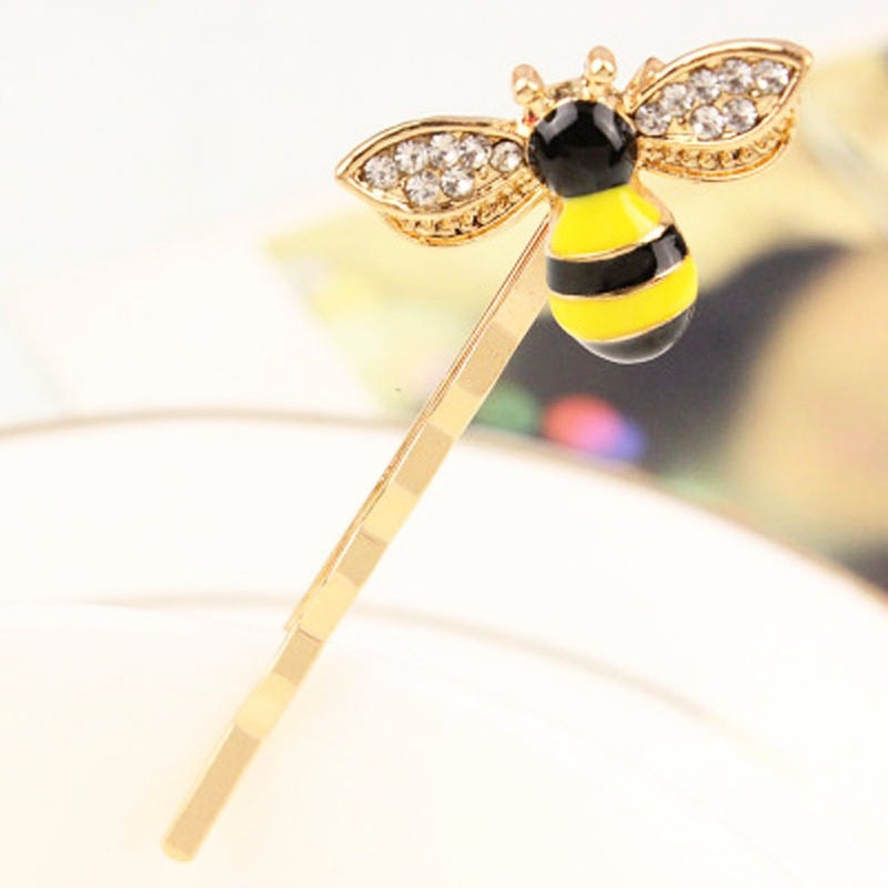 yueton Pack of 4 Women Honeybee Metal Hairpin Bee Crystal Hair Side Clip Barrette Bobby Pin Hairpin Hair Accessories - Image 4
